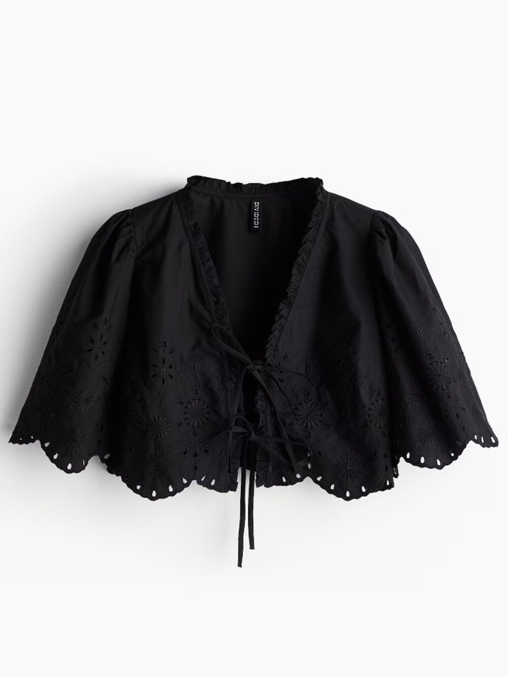 Cropped Blouse with Eyelet Embroidery